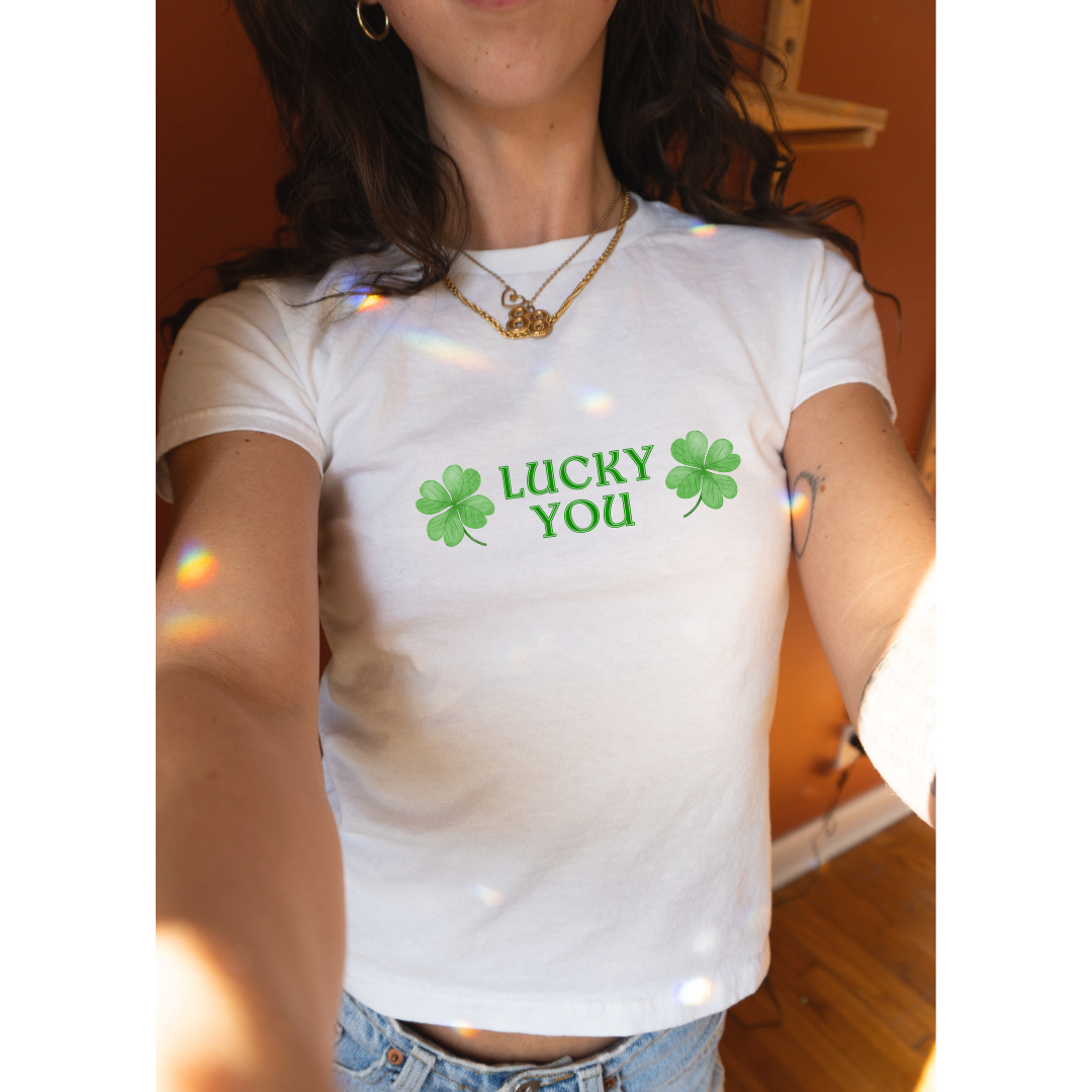 Lucky You Baby Tee - Lucky Shamrock Aesthetic Baby Tee