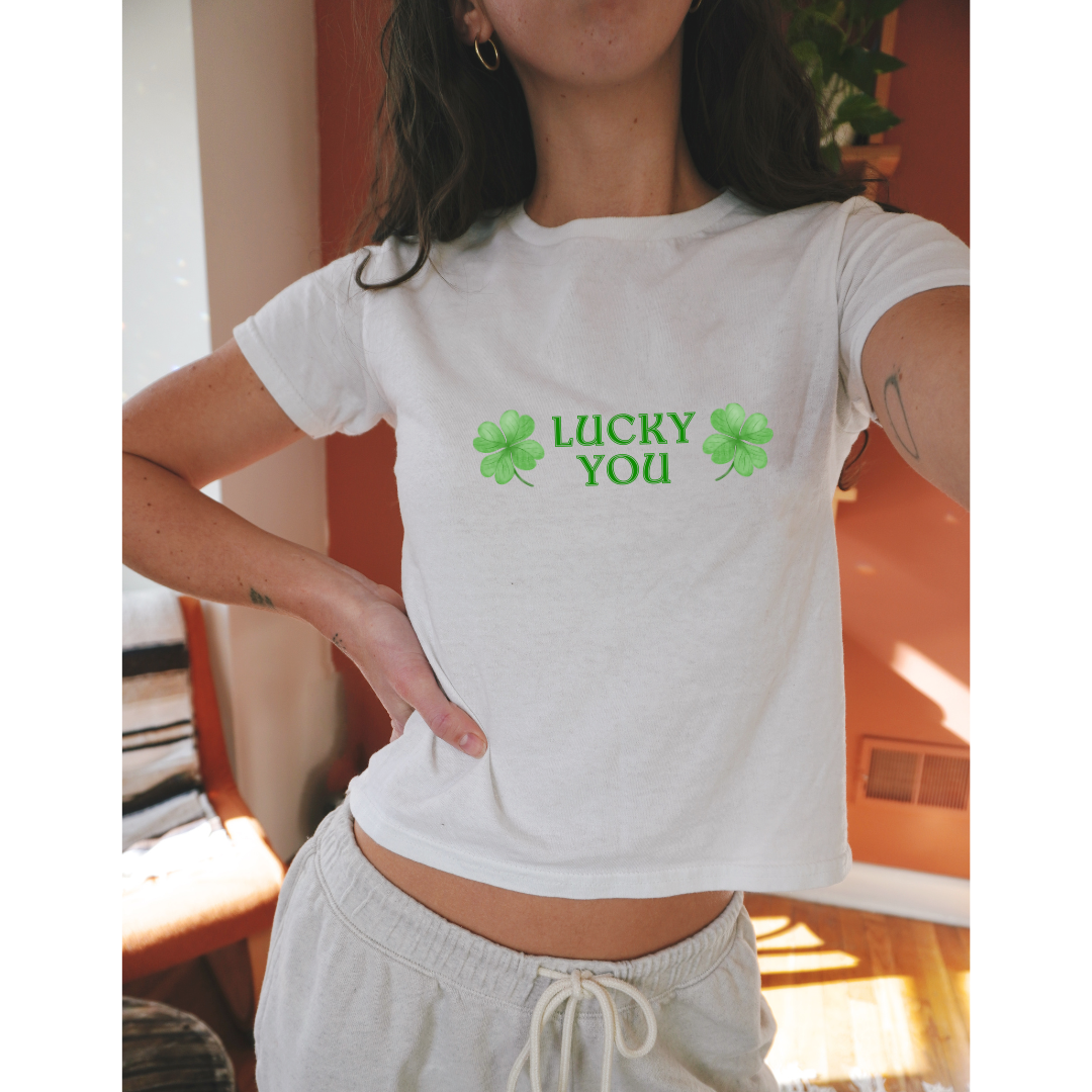 Lucky You Baby Tee - Lucky Shamrock Aesthetic Baby Tee