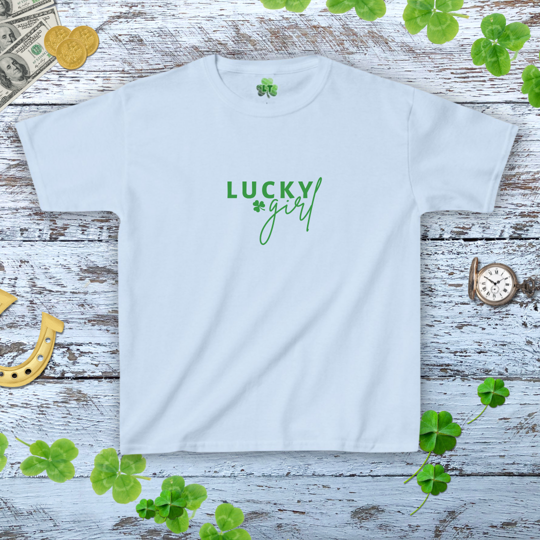 Lucky Girl Baby Tee - Y2k Style Coquette Shamrock Trendy Shirt