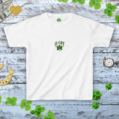 Vintage Lucky Shamrock Baby Tee - Distressed Bronze Green Tee