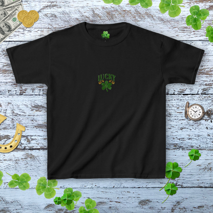 Vintage Lucky Shamrock Baby Tee - Distressed Bronze Green Tee