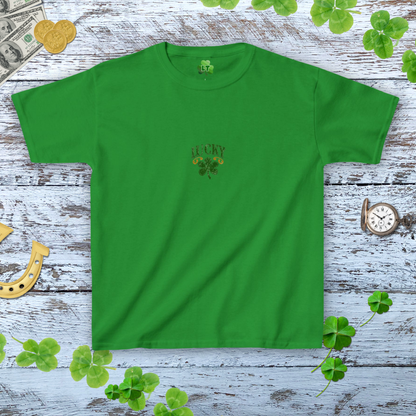 Vintage Lucky Shamrock Baby Tee - Distressed Bronze Green Tee