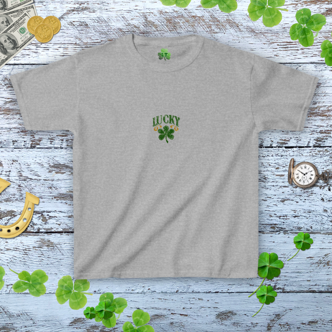 Vintage Lucky Shamrock Baby Tee - Distressed Bronze Green Tee