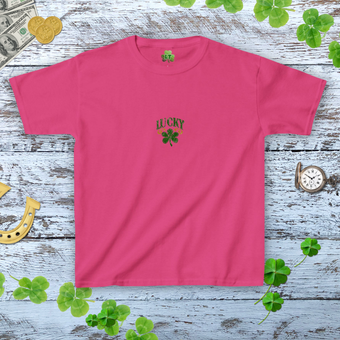 Vintage Lucky Shamrock Baby Tee - Distressed Bronze Green Tee