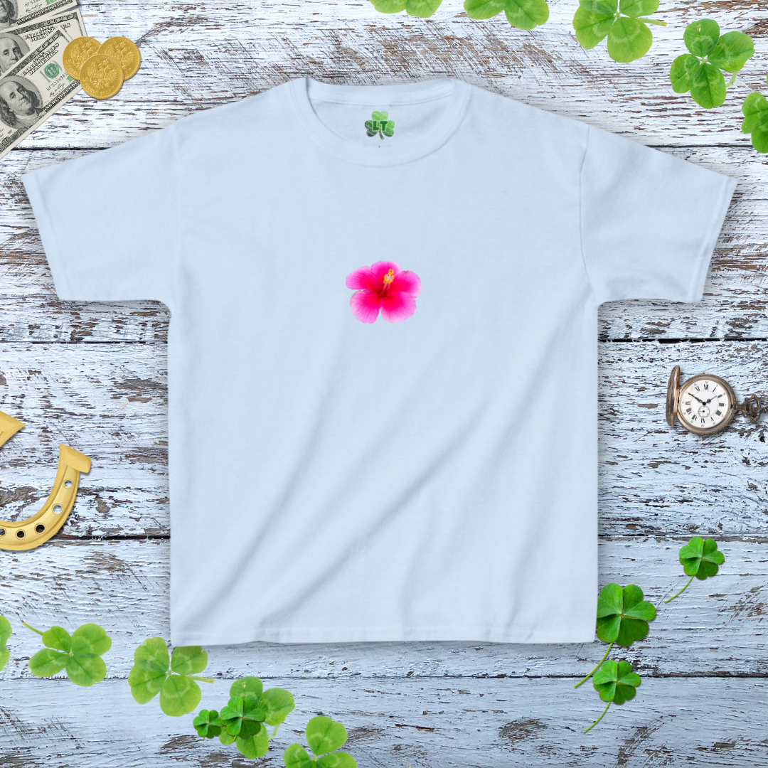 Hibiscus Graphic Floral Pink Baby Tee - Y2K Style Women Tee