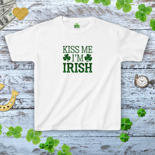 Kiss Me I'm Irish Glitter Graphics Baby Tee - Y2K Style Tee