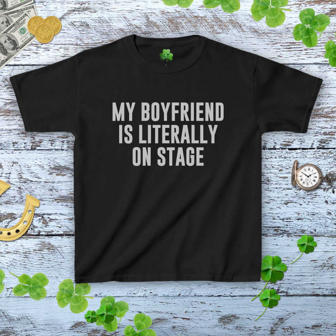 My Boyfriend Is Literally On Stage Baby Tee - Rockstar Girlfriend Tee