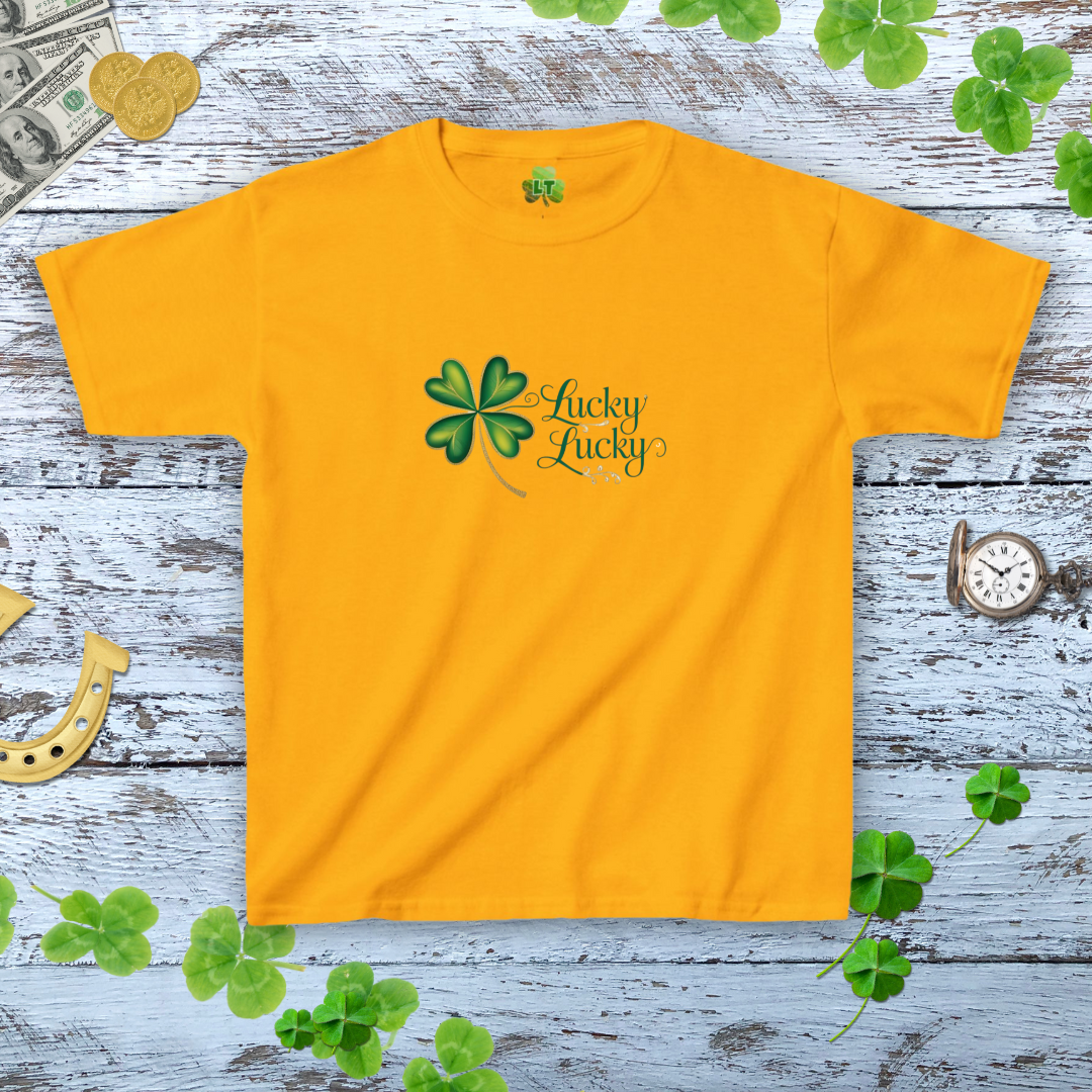 Lucky Lucky Golden Shamrock Baby Tee - Y2K Style