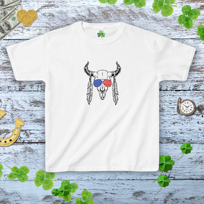 Patriot Bull Skull Baby Tee - Western American Style Shirt