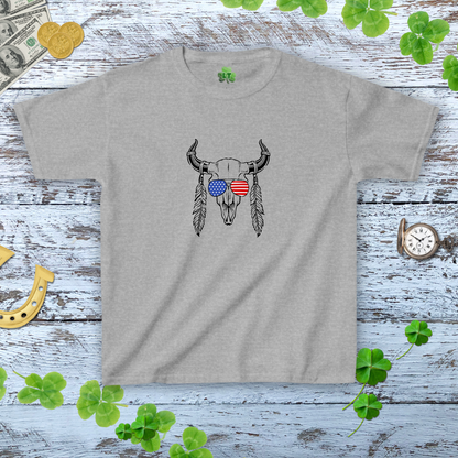 Patriot Bull Skull Baby Tee - Western American Style Shirt